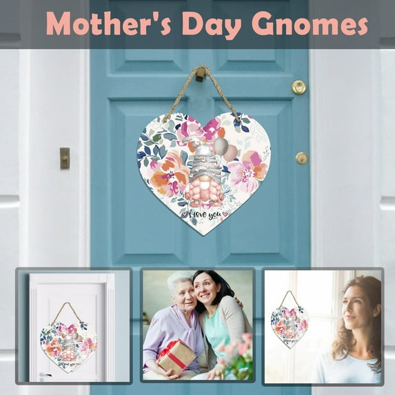 BOBOMTOI Wreath Clearance Front Door Welcome Sign - Heart-Shaped Happy Mother'S Day Sign