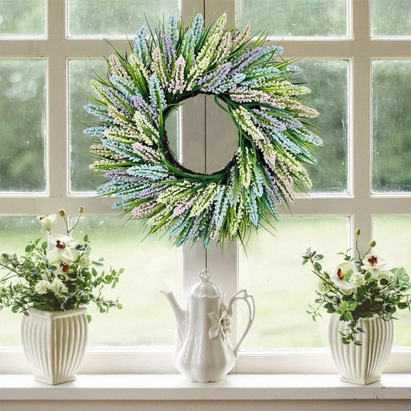 BOBOMTOI Wreath On Clearance 2024 Spring/Summer Simulated Tower Grass Flower Ring Front Door Hanging Home Decoration