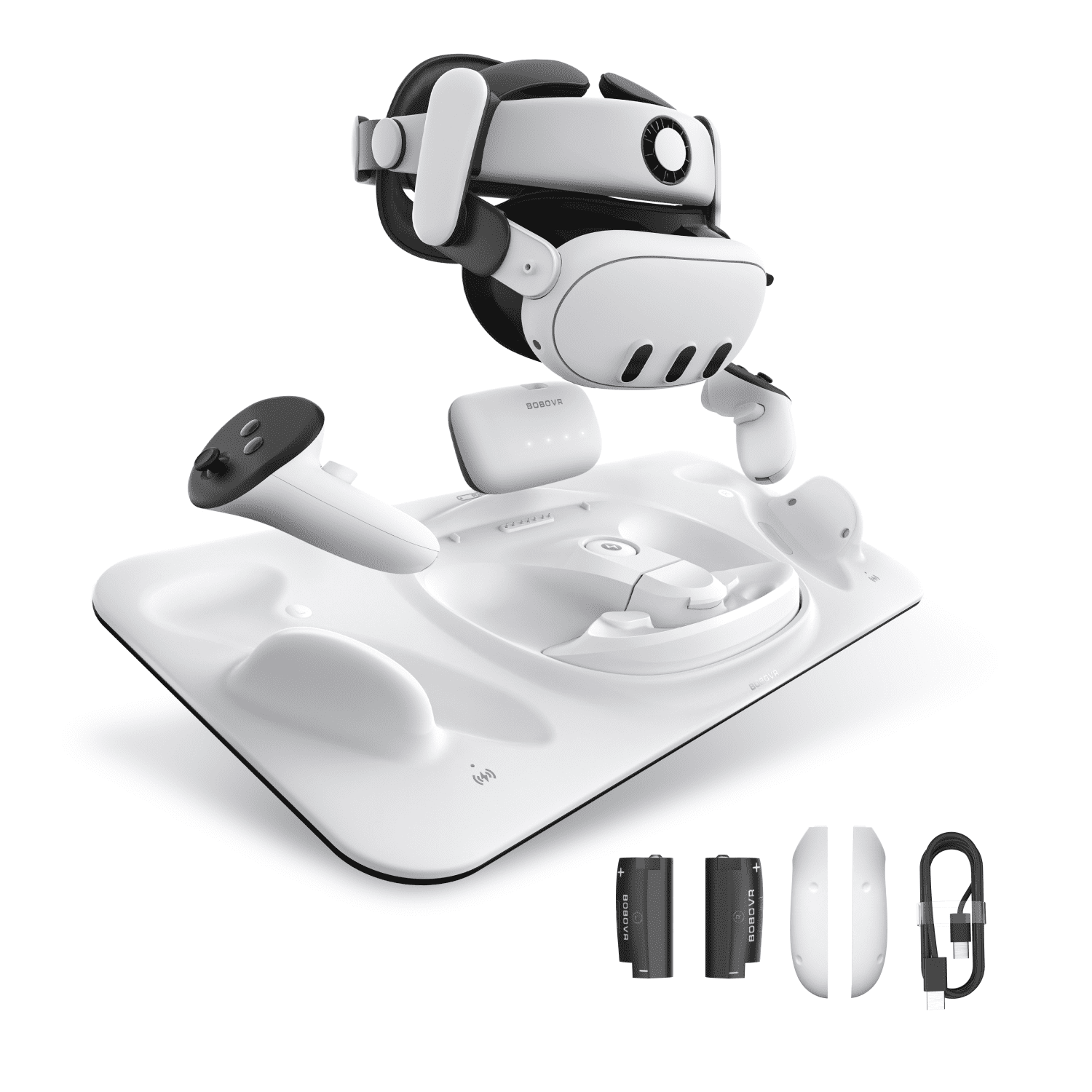 BOBOVR D3 Charging Dock All-in-One Power Station Compatible with Meta Quest 3 Headset Controllers and B100 Battery Simultaneously