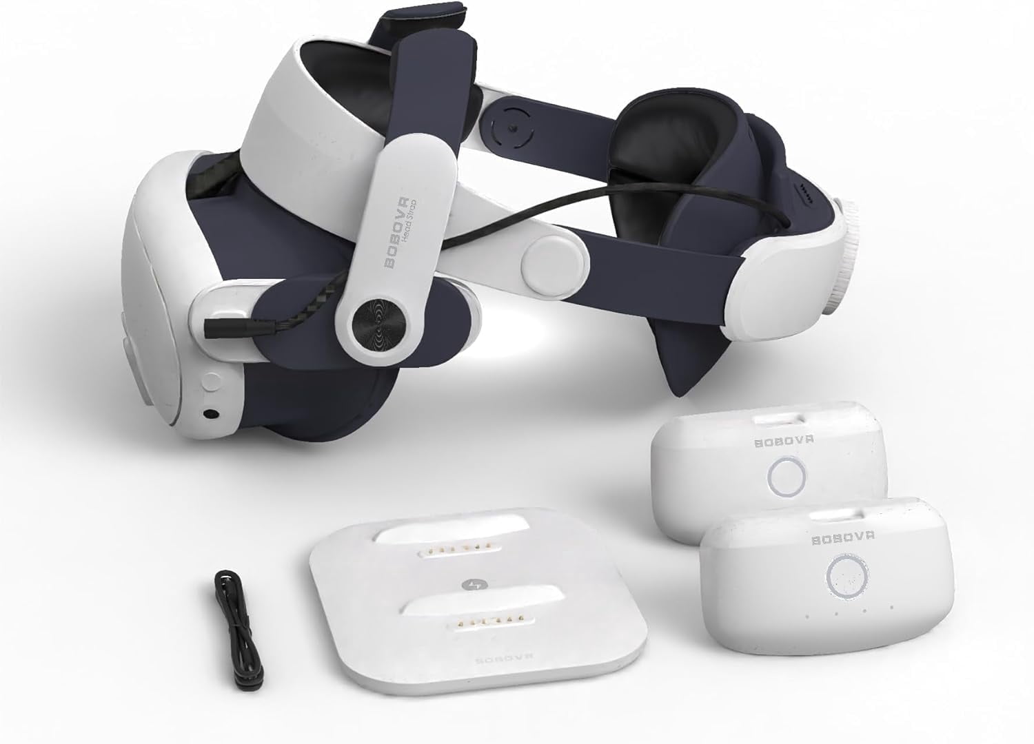 BOBOVR Head Strap with Dual Battery Pack for Meta Quest 3, White