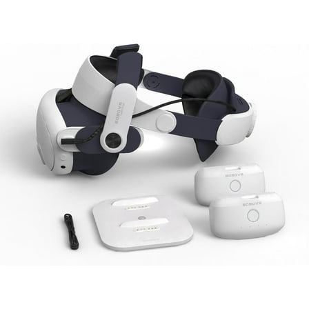 BOBOVR M3 Pro Head Strap with Dual Battery Pack & Magnetic Charging Dock, for Meta Quest 3, White