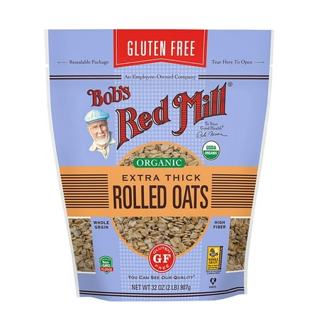 BOBS RED MILL, Gluten Free, Organic Extra Thick Rolled Oats, 32 oz(Pack of 1)