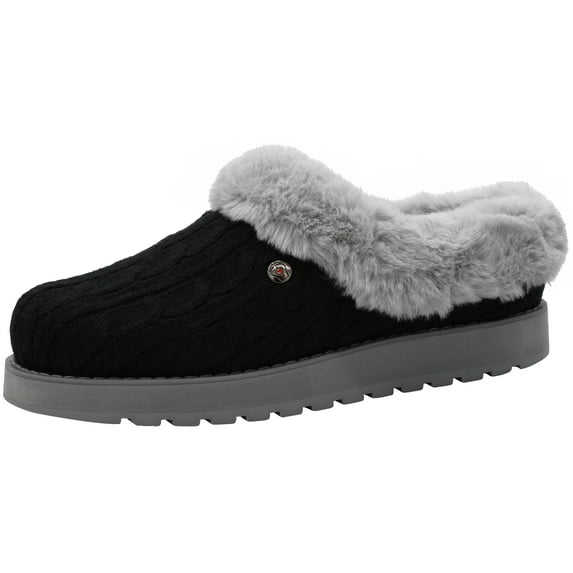 BOBS from Skechers Women's Keepsakes Ice Angel Black/Grey Slipper 7 M US