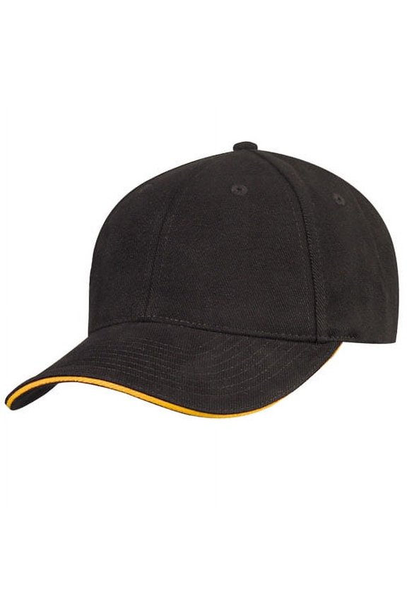 BOC_0306 Brushed Sandwich Cap 100% Heavy Brushed Sandwich Cotton Cap 6 Panel Low Crown w/ Fused Buckram Backing, Two Tone Sandwich Bill Fabric Strap w/ Brass Buckle Casual Outdoor Hats