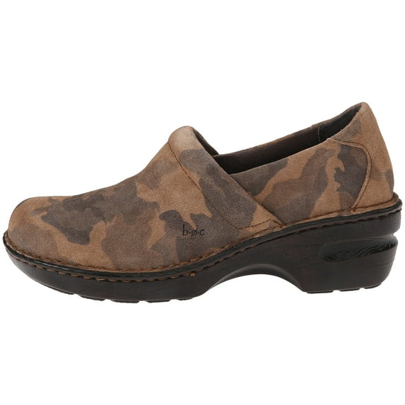 BOC By Born Womens Peggy Tan Camo Suede Slip On Clog Mule (6.5 M US)