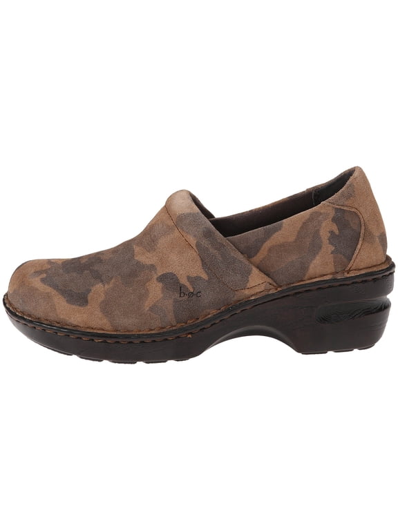 BOC By Born Womens Peggy Tan Camo Suede Slip On Clog Mule (6.5 M US)