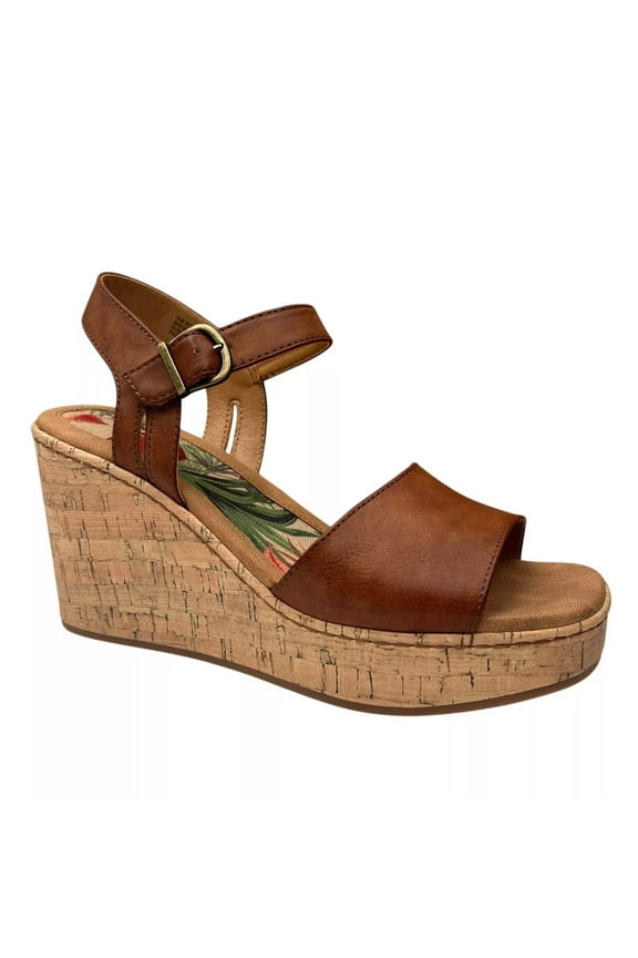 BOC Corrie Women's Platform Wedge Sandal Size 9 Brown/Tan Faux Leather Upper