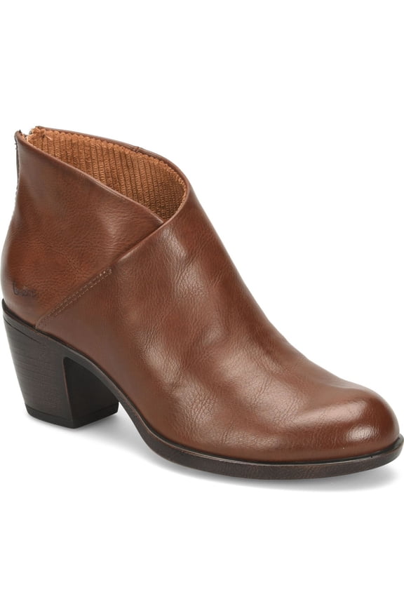 BOC Womens Brown Cushioned Macey Round Toe Block Heel Zip-Up Booties 9.5 M
