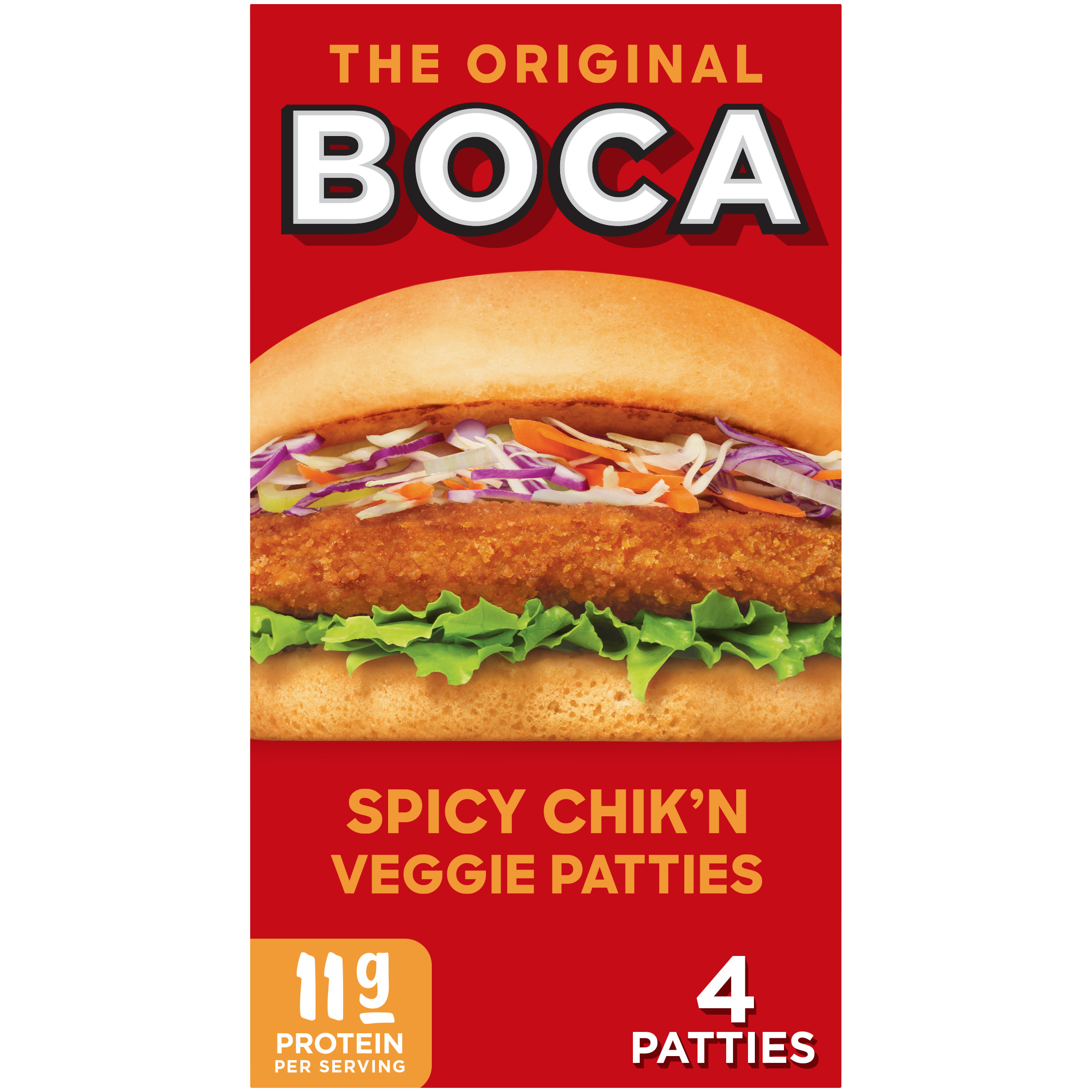 BOCA Original Vegan Chik'n Veggie Patties, 4 ct Box