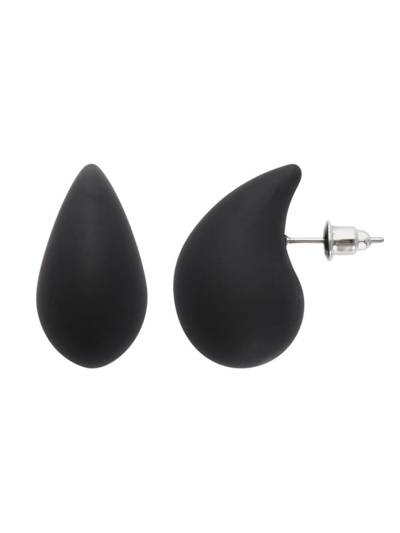Chunky Hoop Earrings for Women Post Teardrop Dupes Earrings Waterdrop Hypoallergenic Lightweight Earrings Trendy Jewelry for Women ( ER1223-Black)