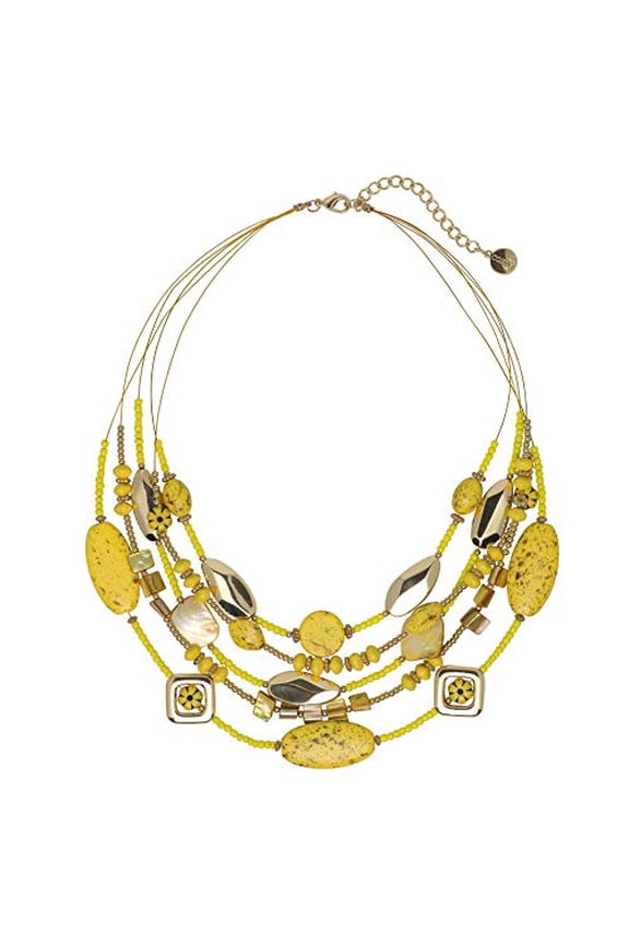 Multi Layer Beaded Illusion Wire Collar Statement Necklace for Women