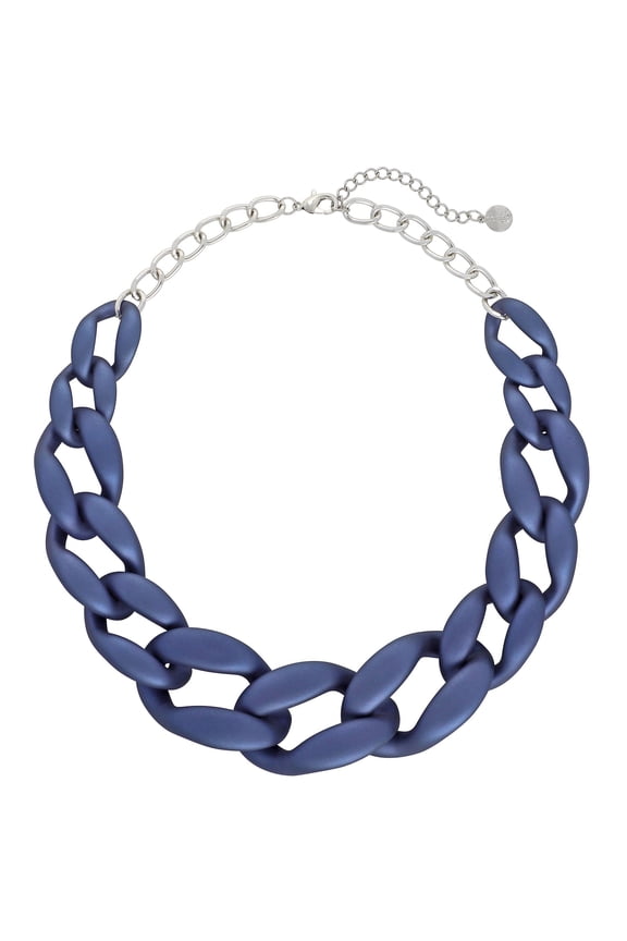 Statement Chunky Acrylic Chain Link Choker Necklace Fashion Women Collar Necklaces Acrylic Resin Chain Necklace(N0097-Frosted Blue)