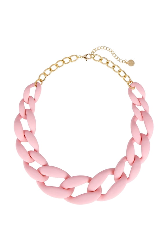 Statement Chunky Acrylic Chain Link Choker Necklace Fashion Women Collar Necklaces Acrylic Resin Chain Necklace(N0097-Frosted Pink)