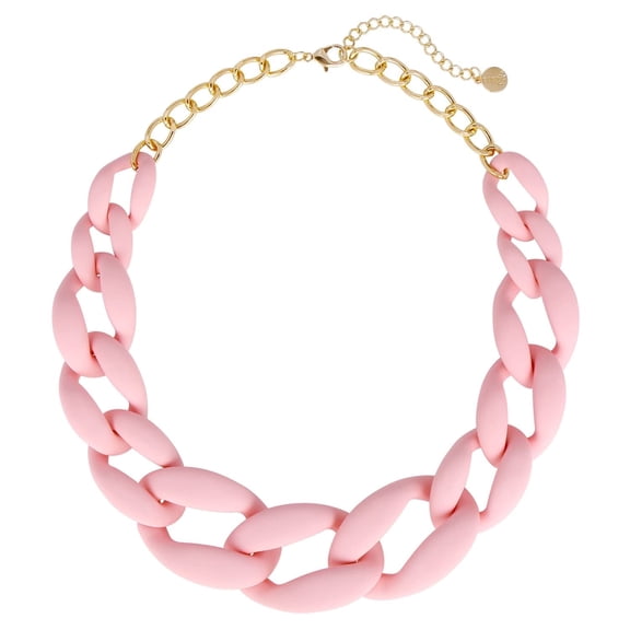 BOCAR Statement Chunky Acrylic Chain Link Choker Necklace Fashion Women Collar Necklaces Acrylic Resin Chain Necklace(N0097-Frosted Pink)