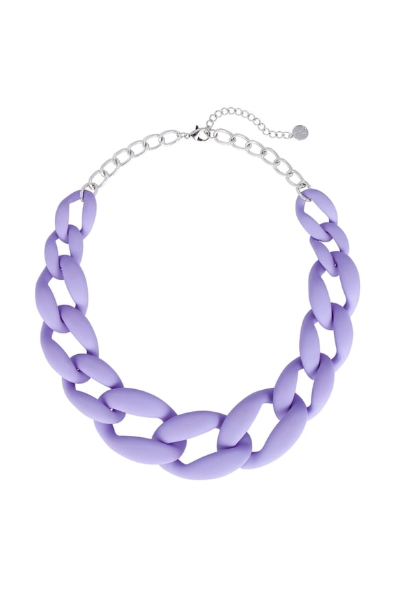 Statement Chunky Acrylic Chain Link Choker Necklace Fashion Women Collar Necklaces Acrylic Resin Chain Necklace(N0097-Frosted Purple)