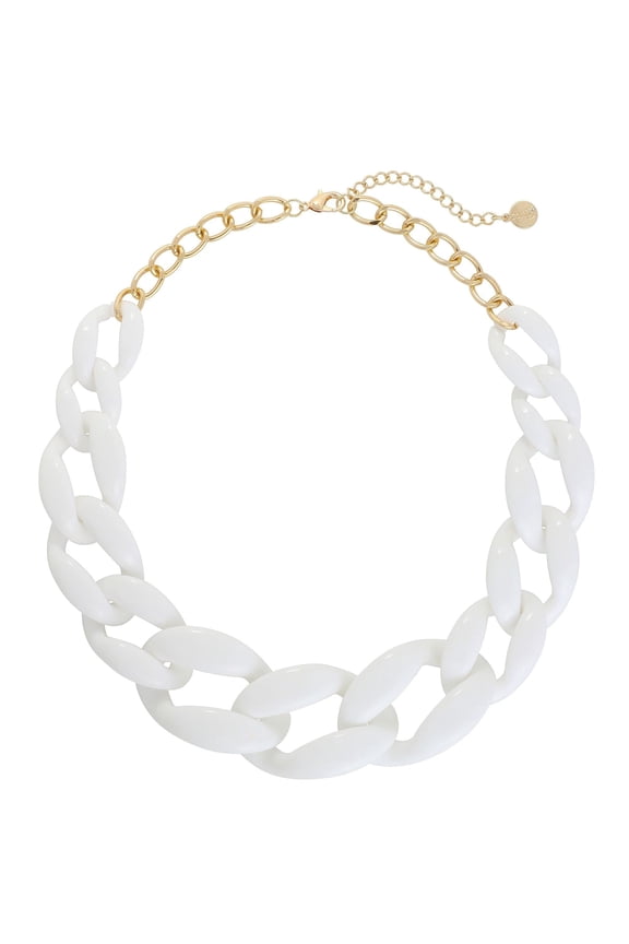 Statement Chunky Acrylic Chain Link Choker Necklace Fashion Women Collar Necklaces Acrylic Resin Chain Necklace(N0097-White)