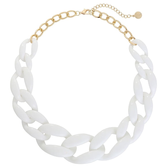 BOCAR Statement Chunky Acrylic Chain Link Choker Necklace Fashion Women Collar Necklaces Acrylic Resin Chain Necklace(N0097-White)