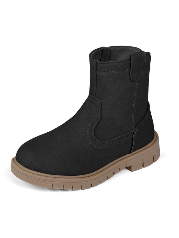 Kids Ankle Boots Girls Boys Side Zipper Suede Combat Boots Toddler Little Kid for Casual School Outdoor