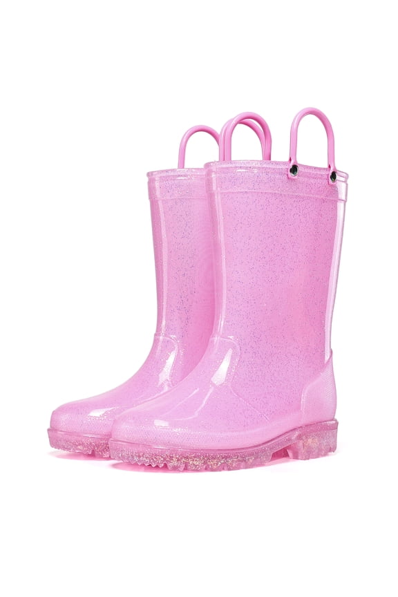 Kids Pink Glitter Waterproof Rain Boot For Girls Size 1