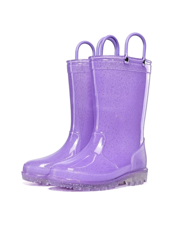 Kids Purple Glitter Waterproof Rain Boot For Girls Size 4