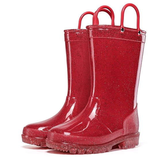 BOCCA Kids Red Glitter Waterproof Rain Boot For Girls Size 8