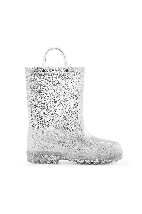Kids Silver Glitter Waterproof Rain Boot For Girls Size 11