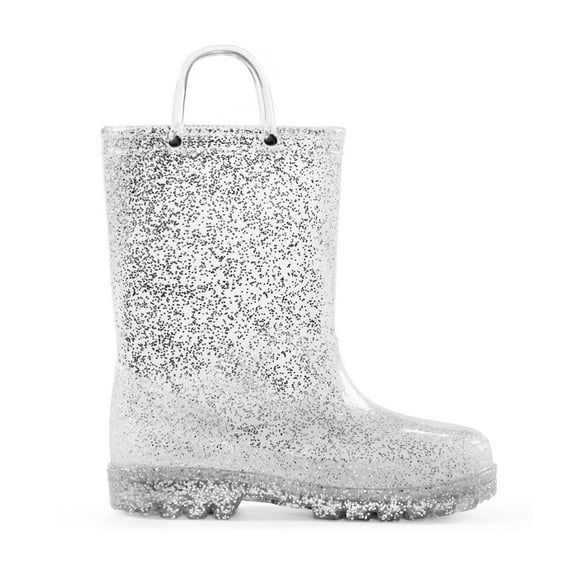 BOCCA Kids Silver Glitter Waterproof Rain Boot For Girls Size 12