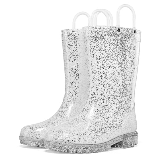 BOCCA Kids Silver Glitter Waterproof Rain Boot For Girls Size 12