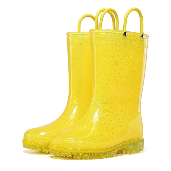 BOCCA Kids Yellow Glitter Waterproof Rain Boot For Girls Size 6