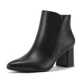 thumbnail image 1 of BOCCA Women's Ankle Boots Chunky Block Low Heel Comfortable Pointed Toe Side V Cutout Dressy Office Booties with Zipper, 1 of 7
