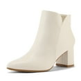 thumbnail image 1 of BOCCA Women's Ankle Boots Chunky Block Low Heel Comfortable Pointed Toe Side V Cutout Dressy Office Booties with Zipper, 1 of 7