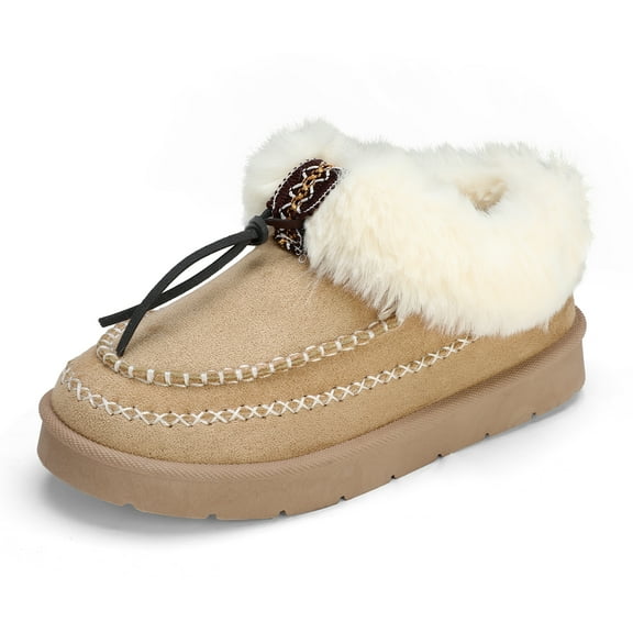 BOCCA Women’s Ankle Snow Boots Winter Warm Fur Lined Slippers for Indoor Home & Outdoor Walking, Non-Slip Sole