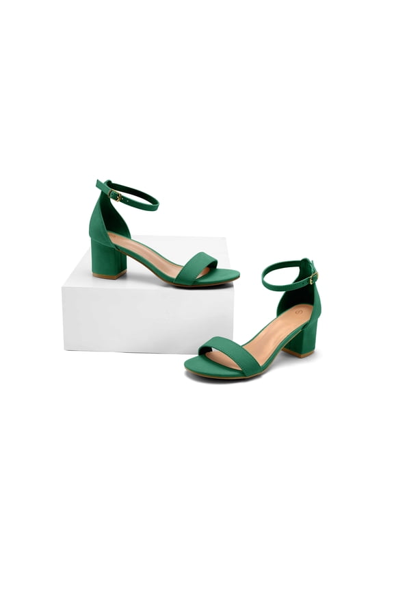 Women’s Ankle Strap Block Heel Sandals, Open Toe One-Band Dress Shoes for Wedding, Party & Daily Wear