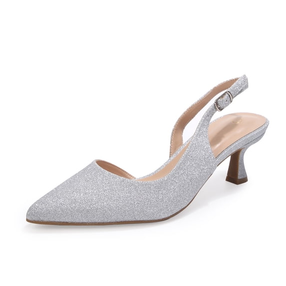 BOCCA Women’s Kitten Heel Pumps, Pointed Toe Glitter Dress Shoes for Work, Party & Evening Wear