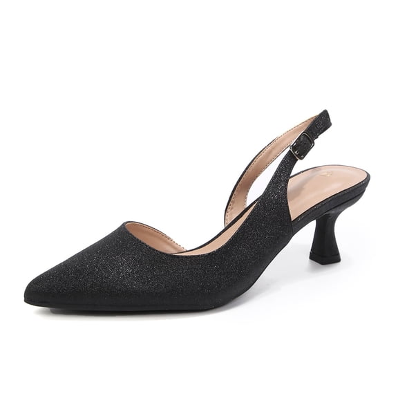 BOCCA Women’s Kitten Heel Pumps, Pointed Toe Glitter Dress Shoes for Work, Party & Evening Wear