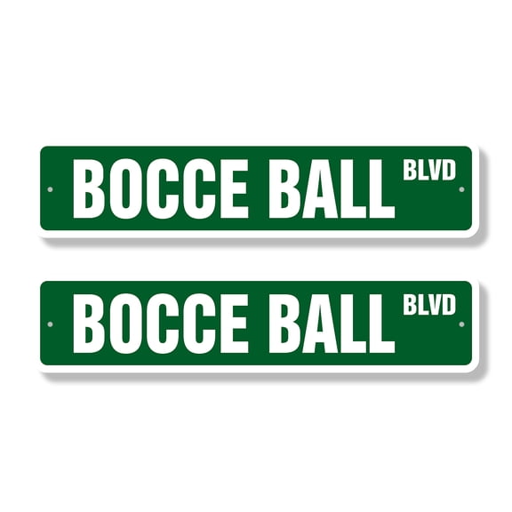 BOCCE BALL Classic Street Sign (2 Pack) set balls italy team game Road Sign | 4" X 18" Plastic Address Sign