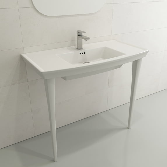 BOCCHI 1168-001-0127 Lavita Console Sink Fireclay 40 in. 3-Hole with Overflow