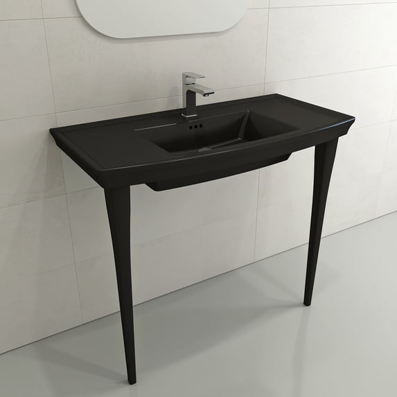 BOCCHI 1168-004-0127 Lavita Console Sink Fireclay 40 in. 3-Hole with Overflow