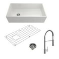 thumbnail image 1 of BOCCHI 1354-001-2020CH Apron Front Fireclay 36 Inch Single Bowl Kitchen Sink Kit, 1 of 6
