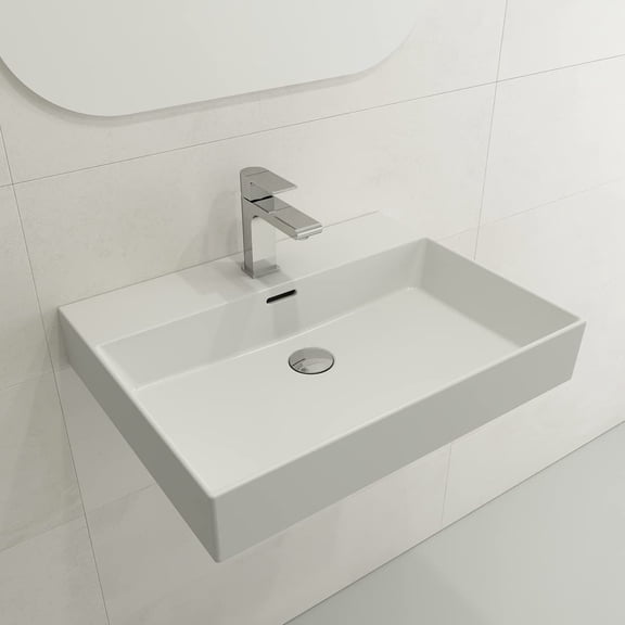 BOCCHI 1376-002-0126 Milano Wall-Mounted Bathroom Sink, Matte White