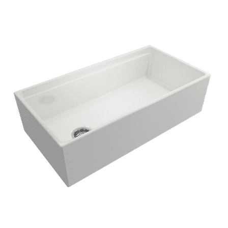 BOCCHI 1505-001-0120 Contempo Apron Front Step Rim Fireclay Kitchen Sink White