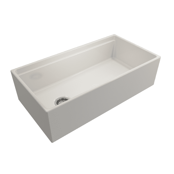 BOCCHI 1505-014-0120 Contempo Apron Step Rim Fireclay 36" Kitchen Sink Biscuit