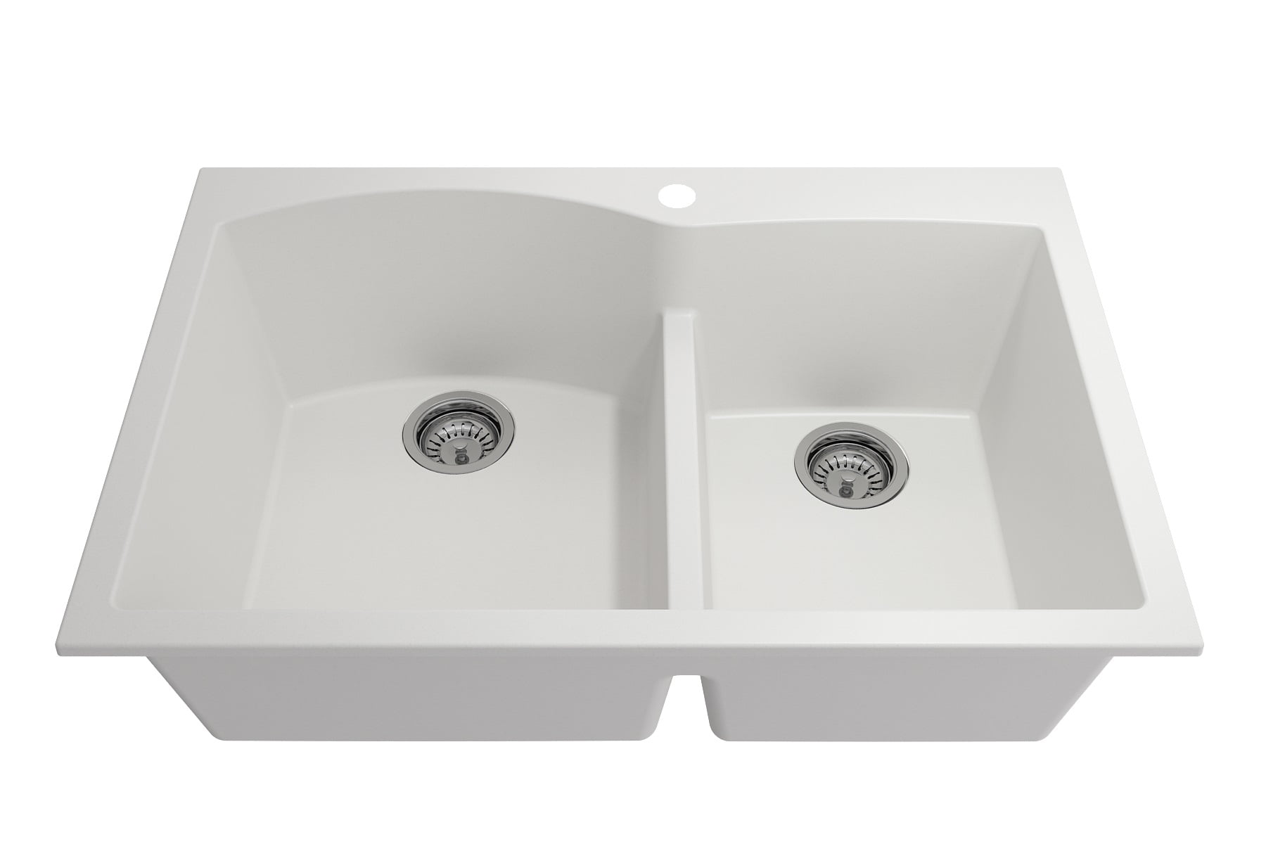 Milk White 33'' Granite Composite Double Bowl Kitchen Sink