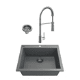 thumbnail image 1 of BOCCHI 1606-506-2020CH Dual Mount Granite Composite 24" 1 Bowl Kitchen Sink Kit, 1 of 6