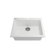 BOCCHI 1606-507-0126 Granite 24" 1 Bowl Kitchen Sink with Strainer in Milk White