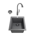 thumbnail image 1 of BOCCHI 1608-506-2024SS Dual Mount Granite Composite 16" Single Bowl Bar Sink Kit, 1 of 6