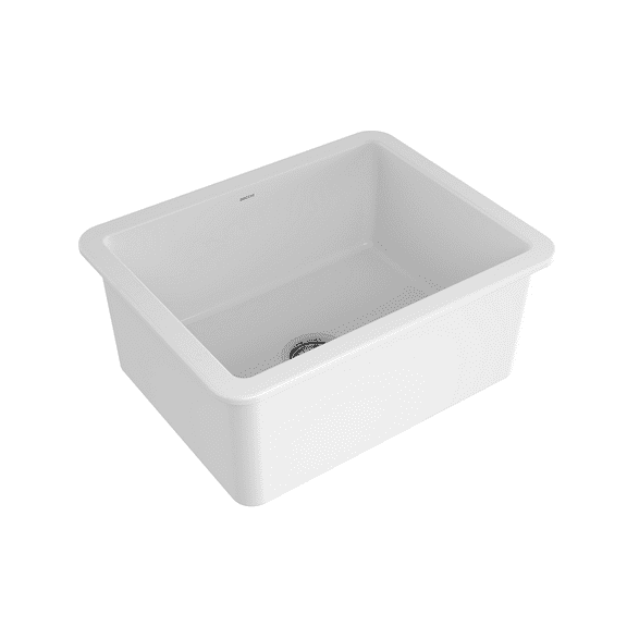 BOCCHI 1627-001-0120 Dual-Mount Fireclay 24 in. Single Bowl White Kitchen Sink