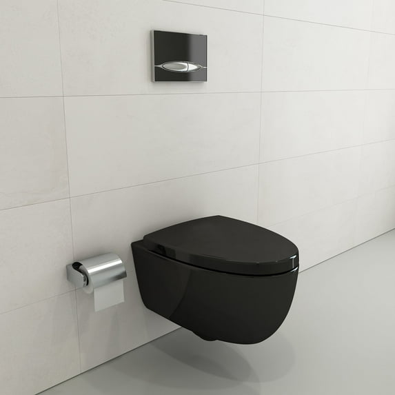 BOCCHI 1632-005-0129 Milano Wall-hung Elongated Toilet Bowl in Black