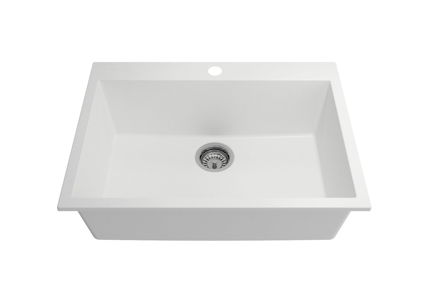 Milk White Granite Single Bowl Kitchen Sink, 27"