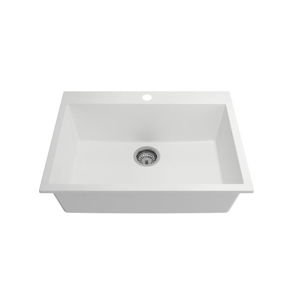 BOCCHI 1634-507-0126 Campino Uno Milk White Dual-Mount 27" Granite Kitchen Sink